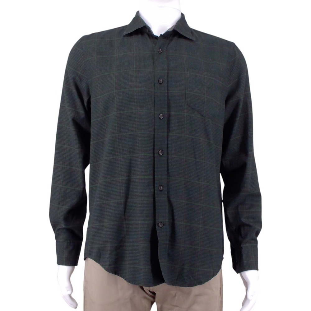 The Men's Store Bloomingdale's Plaid‎ Flannel Button Up Shirt Green Medium